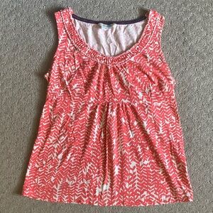 BODEN coral-pink leaf babydoll tank, US 8.